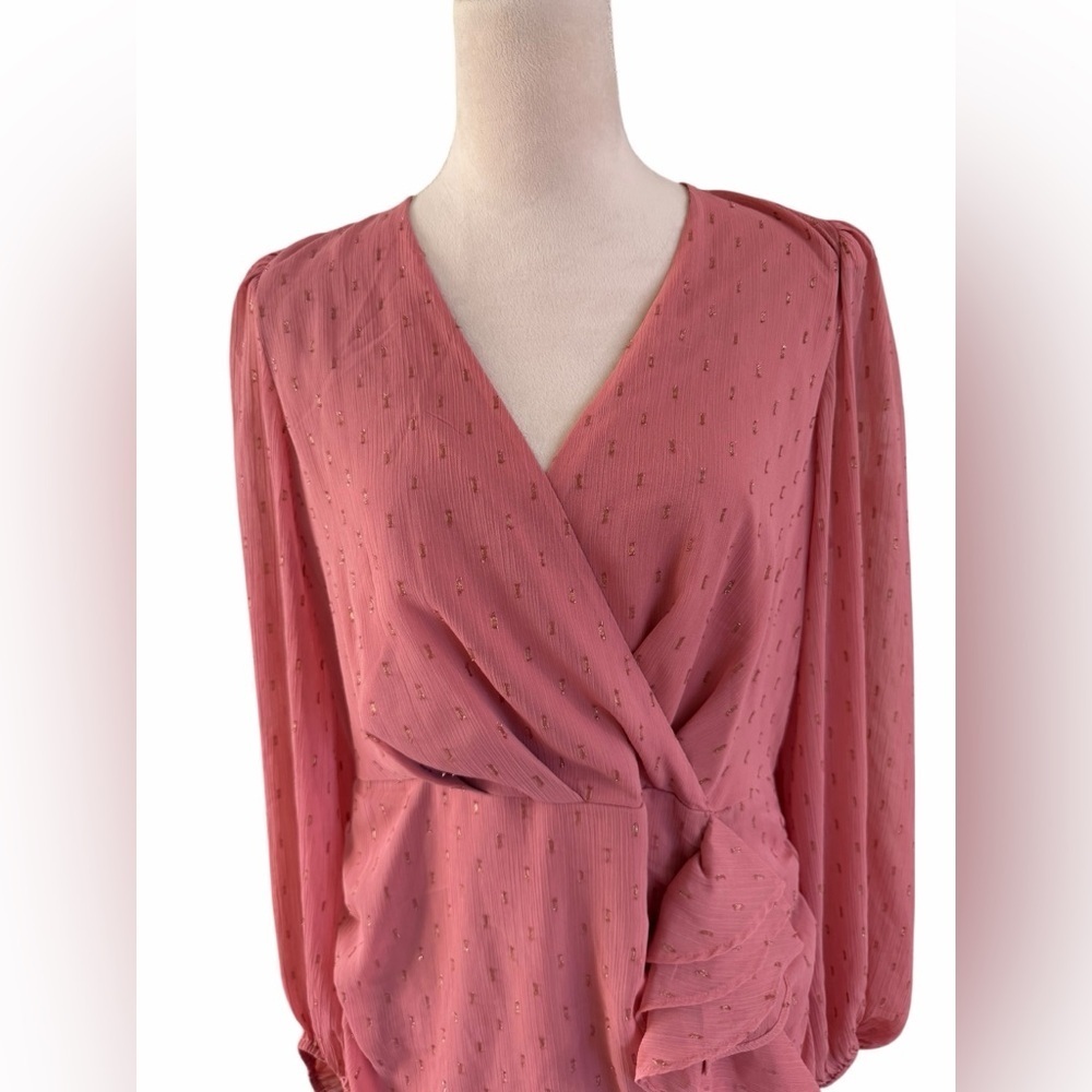 Express Blush Pink Long Sleeve Ruffle Mini lDress - Picture 2 of 7